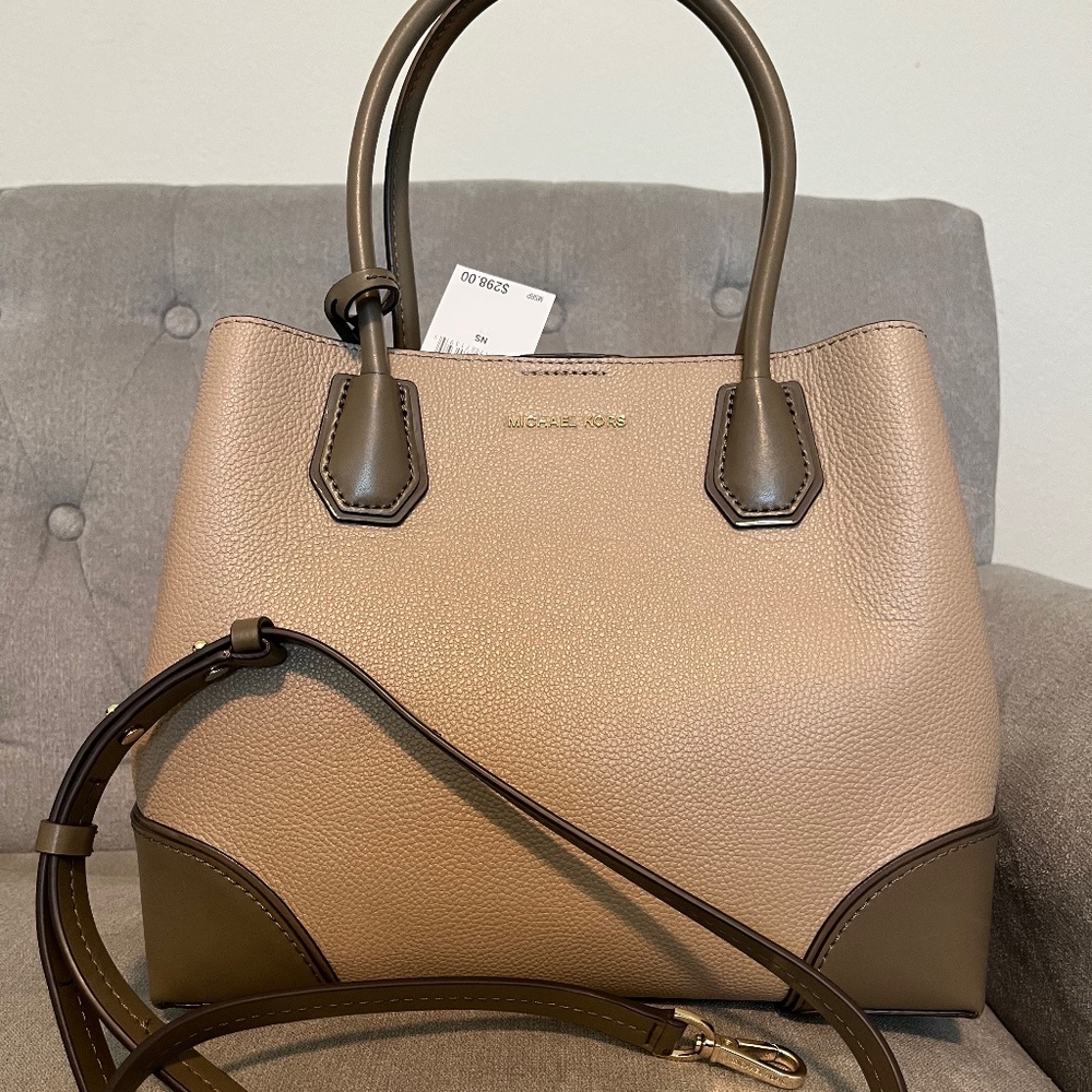 Taupe/Olive Michael Kors Leather Bag